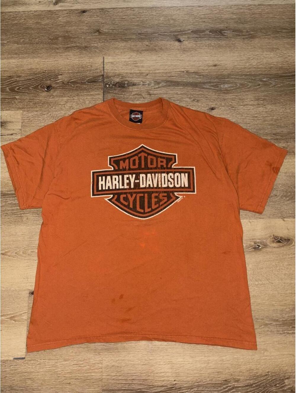Orange Harley-Davidson graphic tee 100% cotton